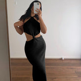 Vacation Outfits Knitted Halter Maxi Dresses